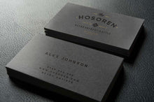 Load image into Gallery viewer, Black Letterpress look Business Cards with deboss effect