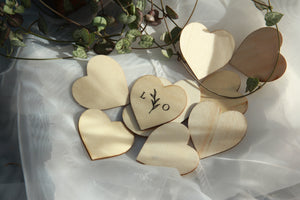 Wooden heart table scatter for your modern wedding table decor