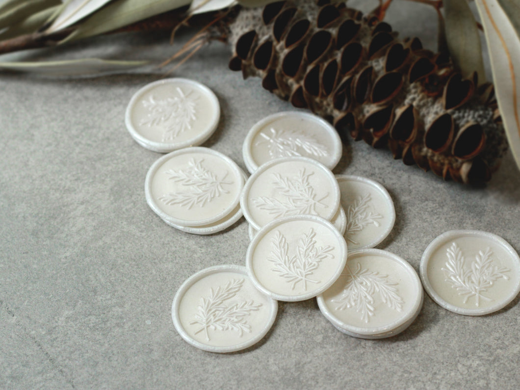 Botanical Wax Seal Sticker - Pearl White Colour