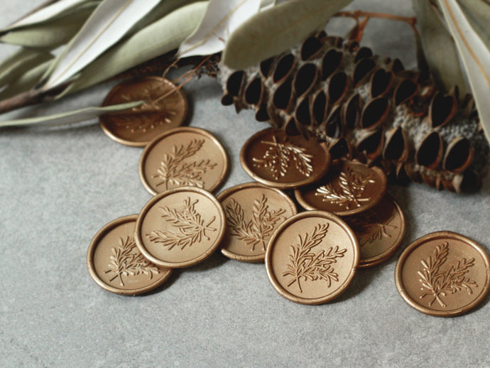 Botanical Wax Seal Sticker - Bronze Colour