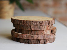 Load image into Gallery viewer, Bulk pack Wood slice coaster 13-16 cm