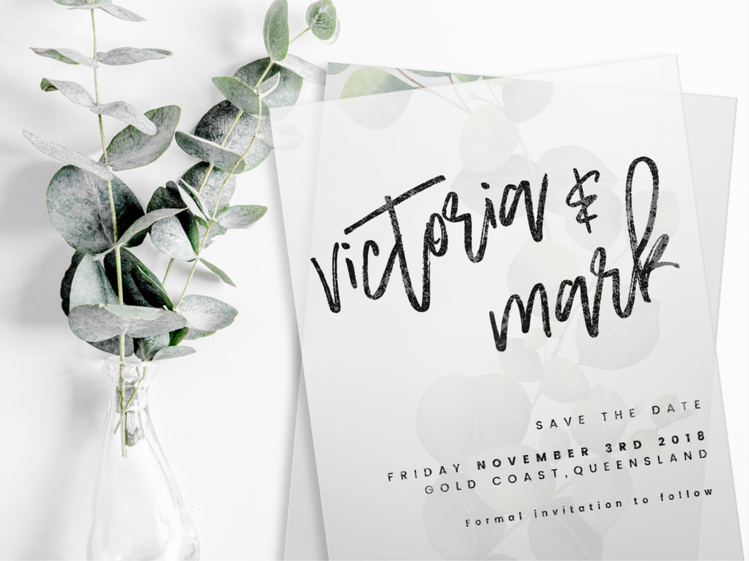 Victoria & Mark Save the Date Stamp