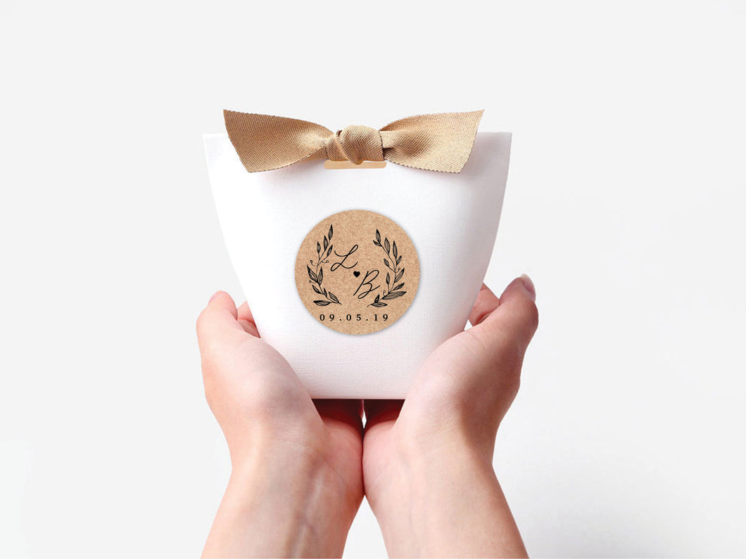 Standard White Wedding or Party Favour Boxes with customised rustic Kraft label