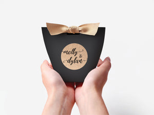 Standard Black Wedding or Party Favour Boxes with customised rustic Kraft label