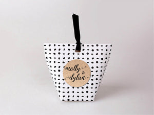 Standard Patterned Wedding or Party Favour Boxes with customised rustic Kraft label