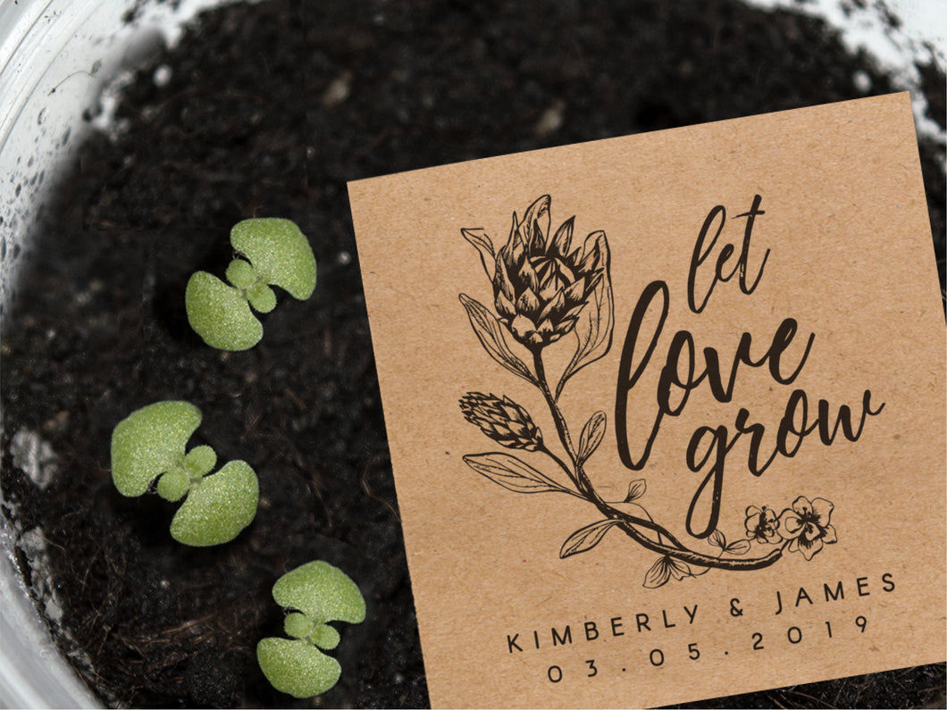 Custom rustic protea wedding seed packet for your wedding favours