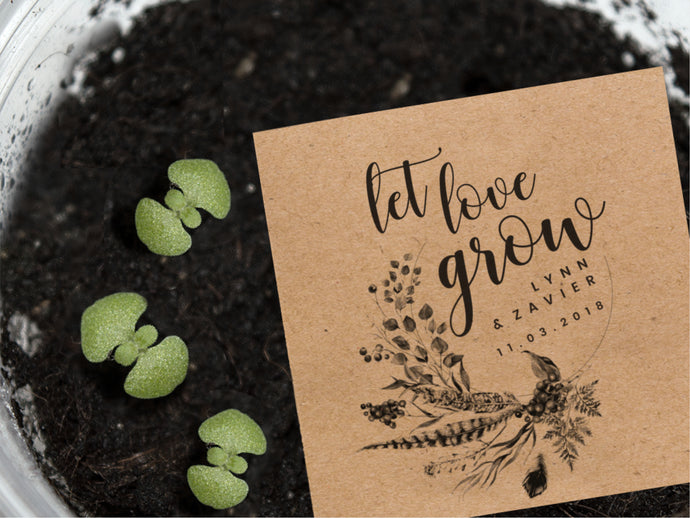 Custom rustic wreath wedding seed packet for your wedding favours