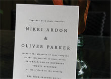 Load image into Gallery viewer, Classic letterpress wedding invitation design