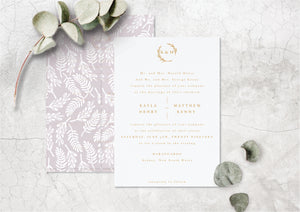 Blush pink letterpress wedding invitation design