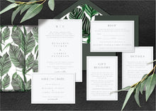 Load image into Gallery viewer, Classic letterpress wedding invitation design - green suite