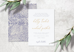 Navy blue modern letterpress wedding invitation design