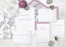 Load image into Gallery viewer, Dusty pink modern letterpress wedding invitation design