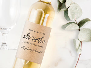 Custom Bridesmaid gift - Kraft Wine Label