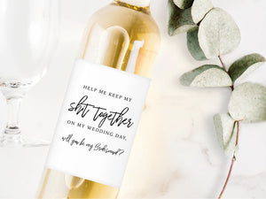 Mini Personalised Bridesmaid Proposal Champagne Label