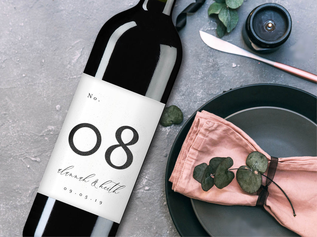 Custom Table Number Wine Label