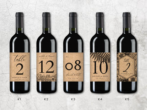 Custom Table Number Kraft Wine Label