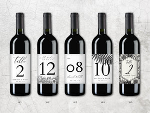 Custom Table Number Wine Label