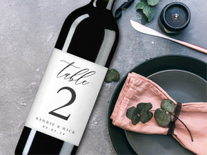 Custom Table Number Wine Label