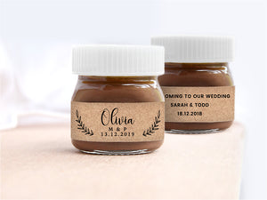 Custom Nutella Jar labels for your wedding favour, bridal showers and party