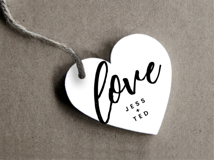 Heart-shaped gift tags for your custom wedding and party favours