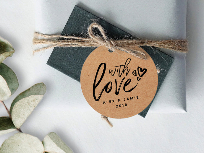 Round-shaped gift tags for your custom wedding and party favours
