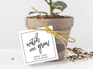 Square "watch me grow" gift tags for your custom wedding and party favours