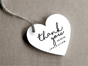 Heart-shaped "thank you" gift tags for your custom wedding and party favours