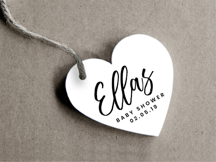 Heart-shaped baby shower gift tags for your custom wedding and party favours