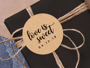 Custom Love is Sweet stickers in modern calligraphy font