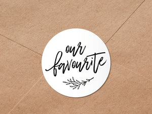 Popular wedding stickers with a calligraphy font and modern design
