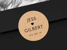 Load image into Gallery viewer, Custom wedding name stickers with a calligraphy font and modern design