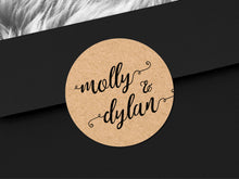 Load image into Gallery viewer, Custom wedding name stickers with a calligraphy font and modern design