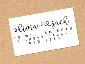 Custom address stickers with a calligraphy font and modern design