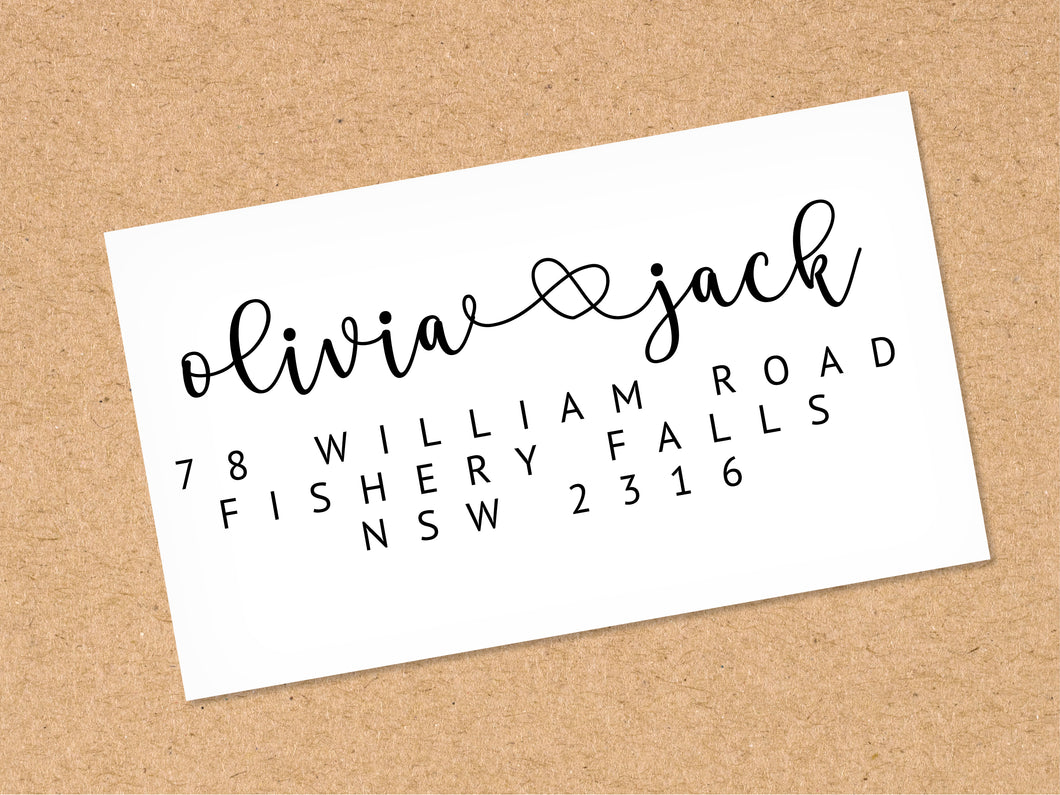 Custom address stickers with a calligraphy font and modern design