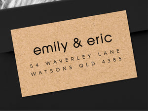 Custom address stickers with a calligraphy font and modern design