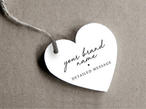 Custom heart-shaped brand swing tags for your products