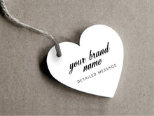 Load image into Gallery viewer, Custom heart-shaped brand swing tags for your products