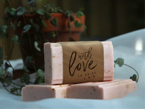 Australian made organic soap for your event favour with personalised kraft wrapper