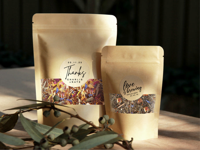 Kraft brown zip lock paper bag with personalised stickers
