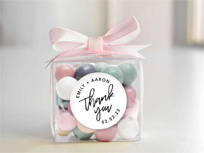 Small clear boxes for your wedding, party or event with message