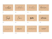 Load image into Gallery viewer, Kraft brown or white place card with personalised individual name