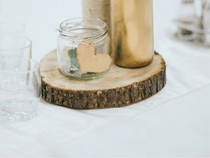Custom wedding table number on a wood slice