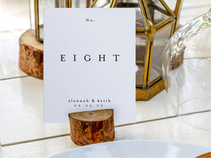 Custom wedding table Number card and wooden holder set