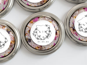 Silver tins with see through window for your wedding, party or event with custom message