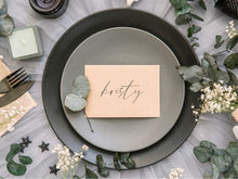 Load image into Gallery viewer, Kraft brown or white place card with personalised individual name