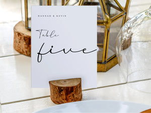 Custom wedding table Number card and wooden holder set