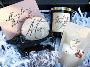 Be my bridesmaid pamper pack | Bridesmaid proposal cute planter, bath salt, and premium candle
