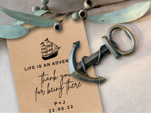 Load image into Gallery viewer, Key Bottle opener for your event favour with personalised kraft card