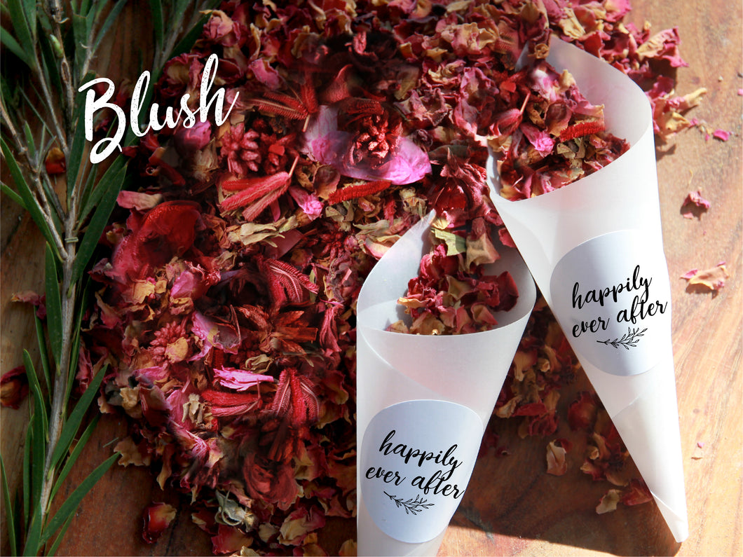 Blush blend - cones and environmental friendly flower confetti set from Kooka Paperie