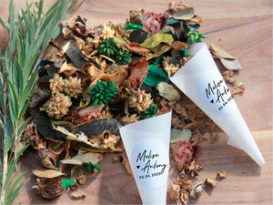 Emerald blend - cones and eco-friendly flower confetti set from Kooka Paperie